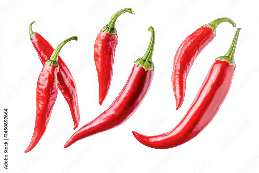Red hot chili peppers group isolated on white background Red hot chili peppers group isolated on white background