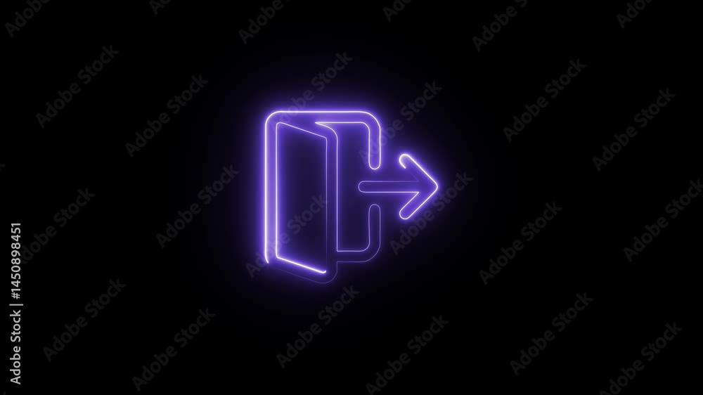glowing neon logout icon animation black background. 4K Video motion graphic animation. glowing neon logout icon animation black background. 4K Video motion graphic animation.