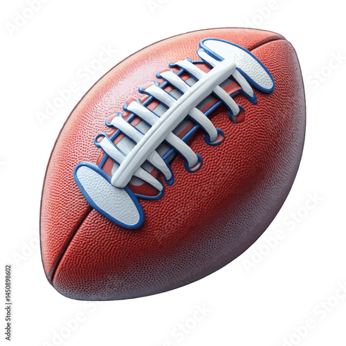 Volumetric illustration of an American football showcasing detailed texture and design ideal for sports-related projects