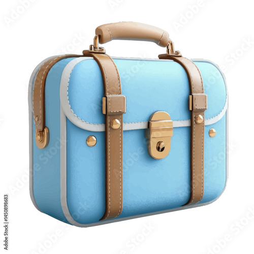 Volumetric illustration of a blue briefcase with elegant accents for professional use and creative design