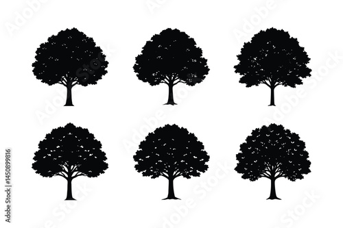 Big Tree Silhouette Vector for Rural Landscape Themes