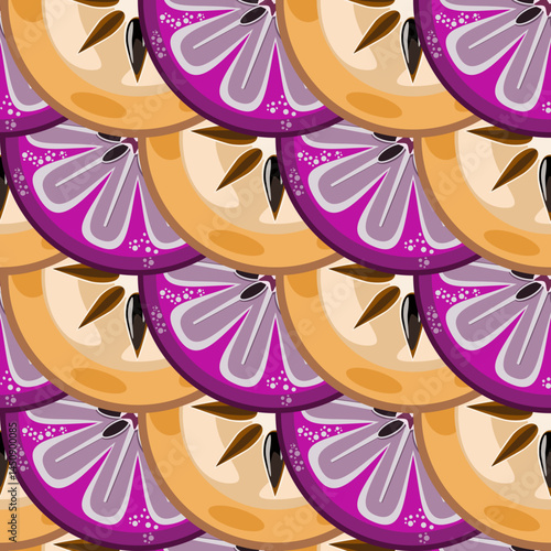 Tropical Jamaican fruit slices seamless pattern vector illustration 