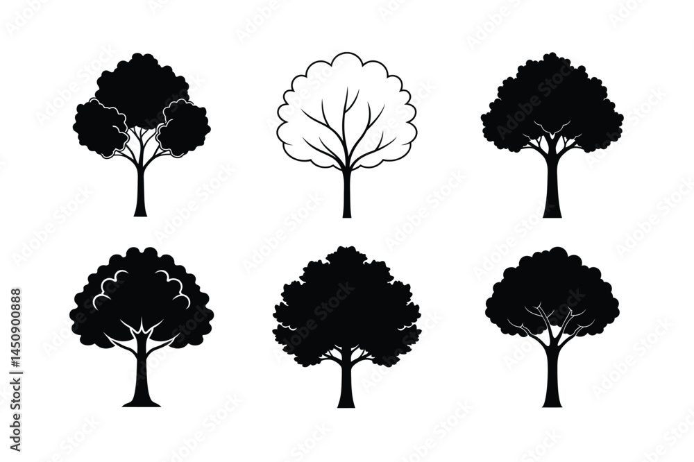 Fototapeta premium set of trees silhouettes