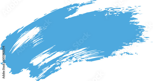 Dynamic light blue paint stroke against a white background.