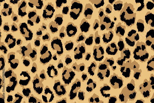 Leopard vector pattern seamless yellow background, trendy modern design for printing clothes, fabric, paper