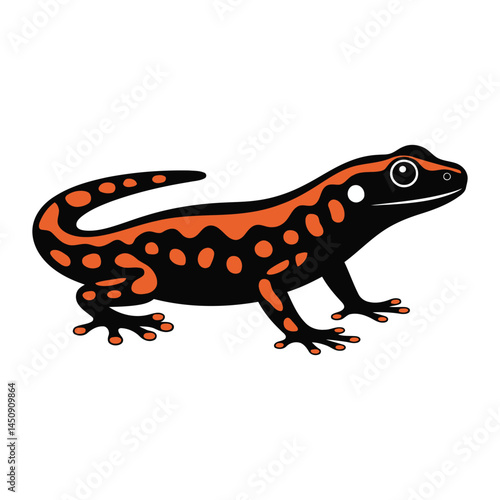 Wallpaper Mural Stylized illustration of a salamander, featuring a black body with vibrant orange patterns along its back and limbs.  Torontodigital.ca