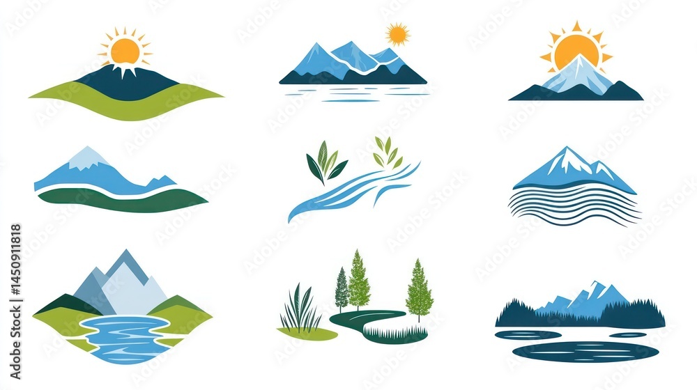 Naklejka premium Mountain & Landscape Icons