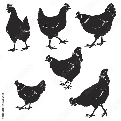 Hen silhouette bundle vector design