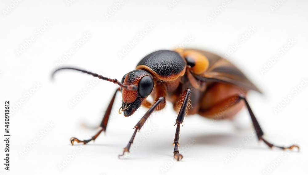 Naklejka premium Close-up of a single insect on pure white background, studio, texture, detail