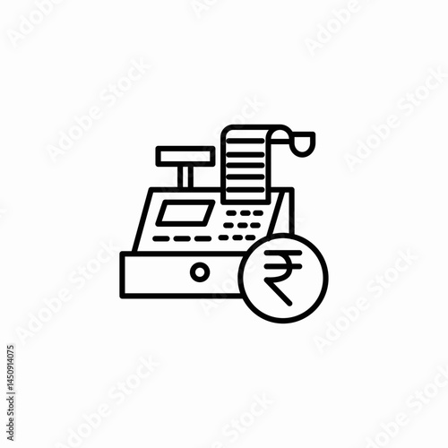 cashier mashine ruppee icon sign vector