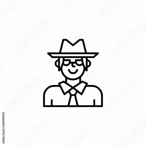 detective man hat glasses icon sign vector