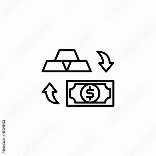 gold money exchange icon sign vector