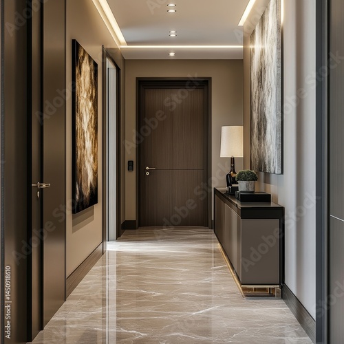 Chic Hallway with Art