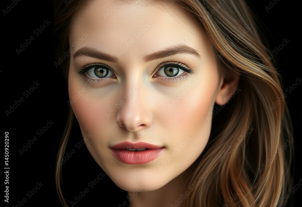 Fototapeta premium Female portrait on black background