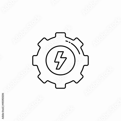 gear with lightning symbol inside circle in center icon sign vector