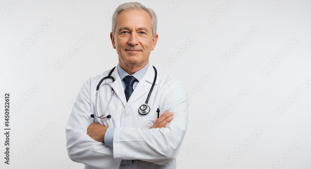 Portrait of senior doctor physician medical professional healthcare expert with stethoscope in lab coat Portrait of senior doctor physician medical professional healthcare expert with stethoscope in lab coat
