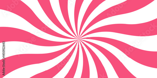 Abstract Twisted sunburst with rays Background. Candy geometric radiation background. Vector spiral wavy lines, sweet lollipop candy, fruit yogurt or marshmallow. cartoon style, sunlight, sunburst.