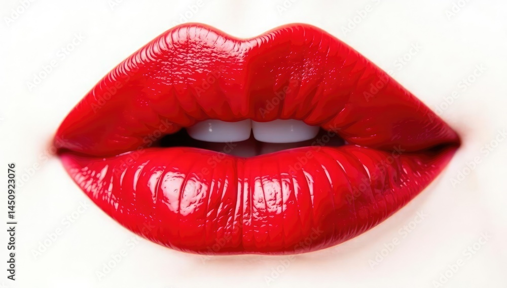 Intense red lip color swatch, stark white isolated background , close-up, white background Intense red lip color swatch, stark white isolated background , close-up, white background