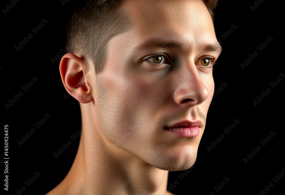 Obraz premium Photorealistic male portrait on black background