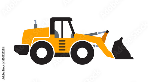 wheel loader earthmover digger construction vehicle silhouette side view simplified vector isolated on transparent background