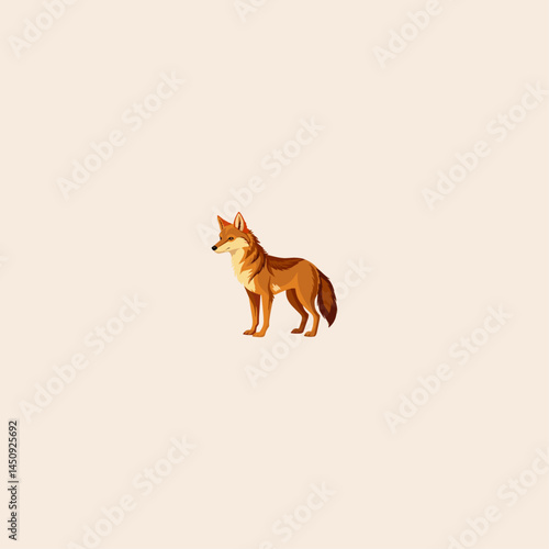 Colorful Coyote icon flat vector design.
