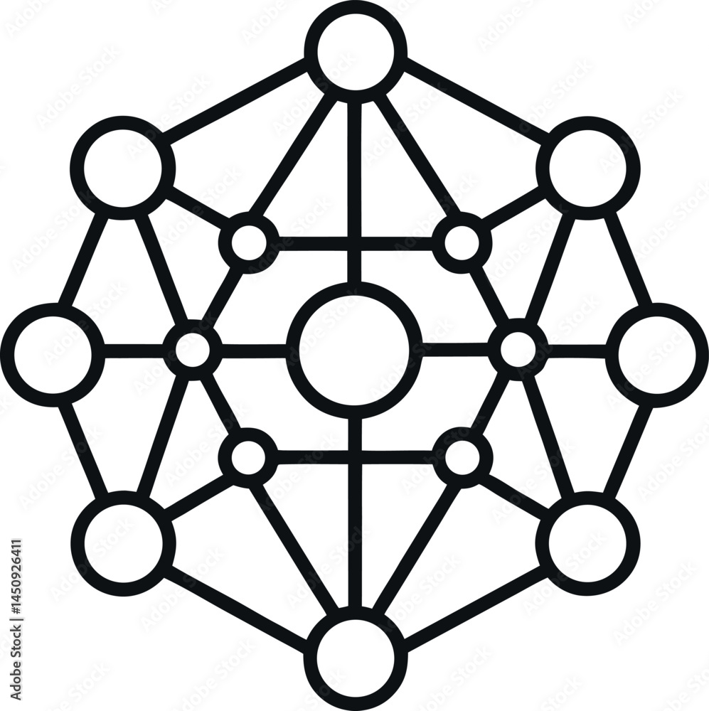 Neural network line art icon on transparent background Neural network line art icon on transparent background
