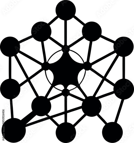  Neural network silhouette icon on transparent background