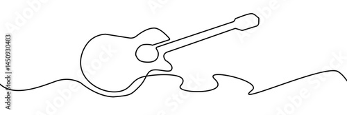guitar music art line continuous acoustic people vector instrument drawing. musician guitar music rock icon celebration illustration band outline young player concert guitarist active person festival