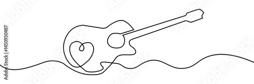 guitar music art line continuous acoustic people vector instrument drawing. musician guitar music rock icon celebration illustration band outline young player concert guitarist active person festival