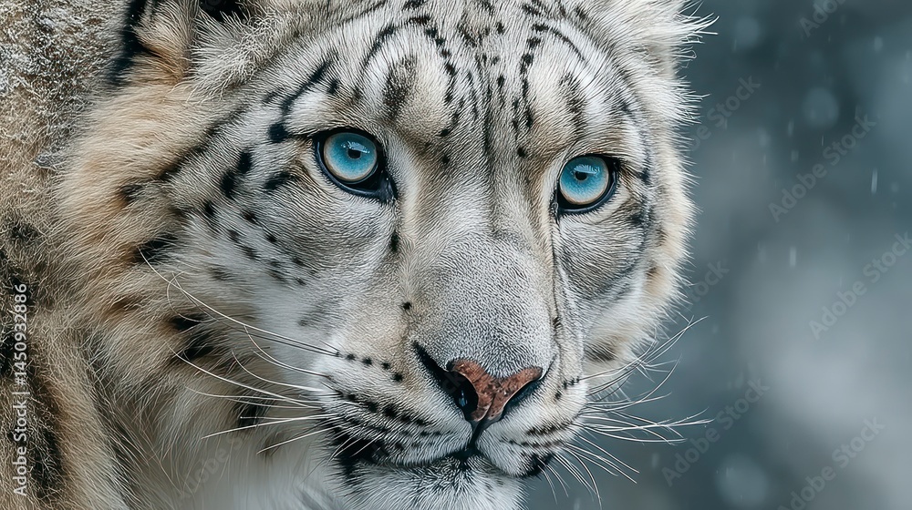 Naklejka premium Closeup Portrait of a Big Cat with Striking Blue Eyes