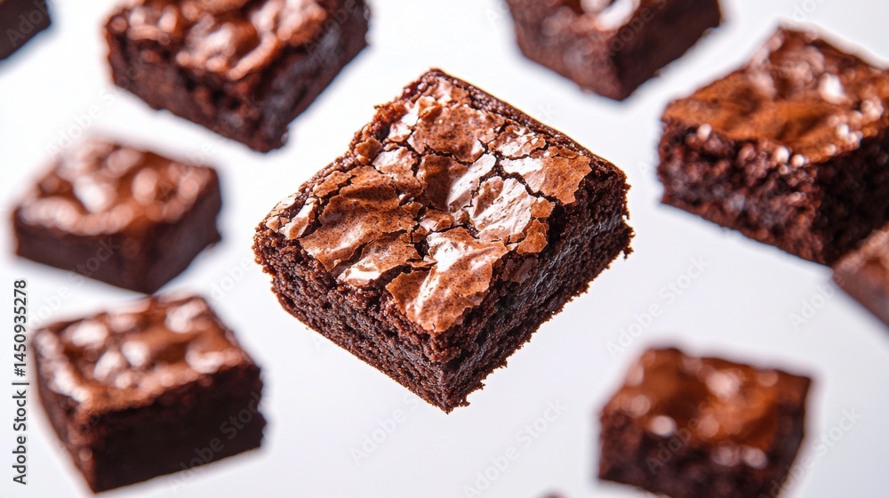 Freshly Baked Chocolate Brownies on White Background for Dessert Lovers Freshly Baked Chocolate Brownies on White Background for Dessert Lovers