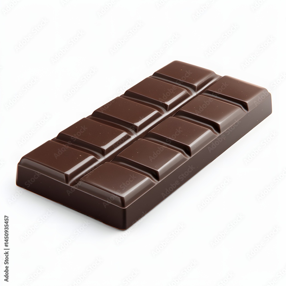 Simple solid chocolate bar with flat surface and white background Simple solid chocolate bar with flat surface and white background