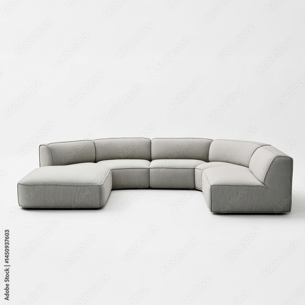 Obraz premium Wide Grey Modular Sectional Sofa with Chaise