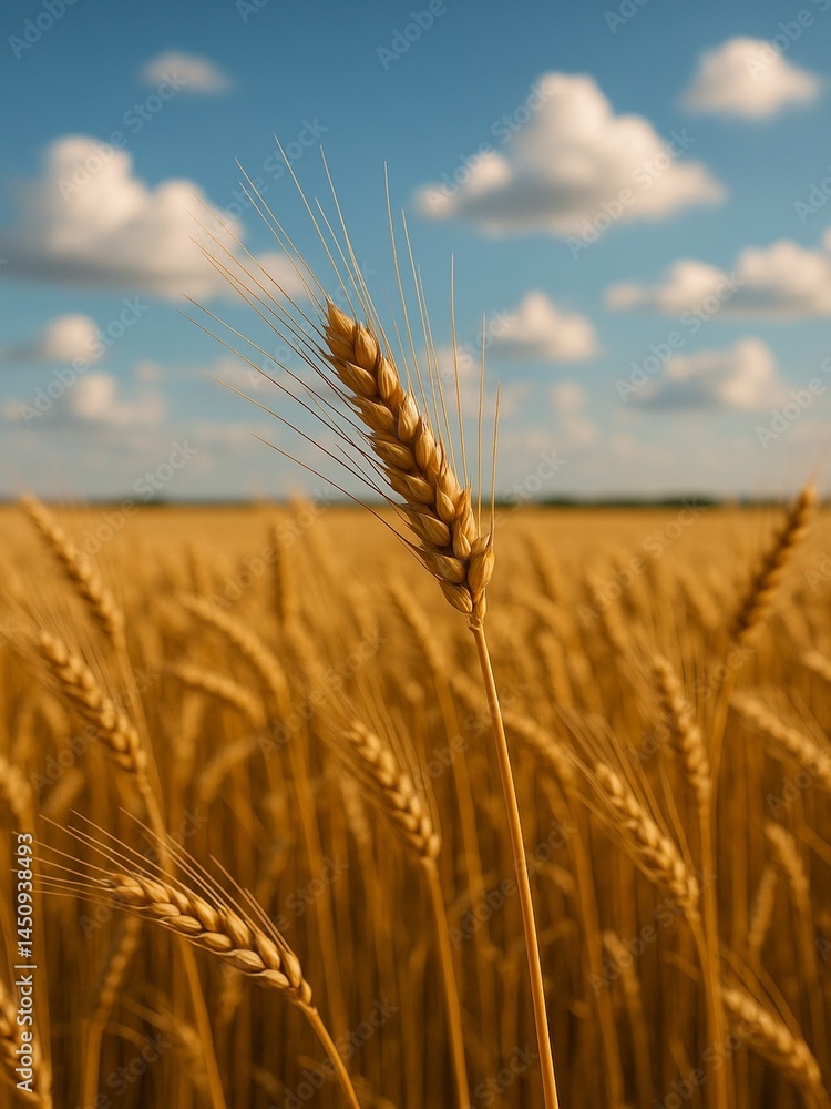 Golden Wheat Field Under Blue Sky Golden Wheat Field Under Blue Sky