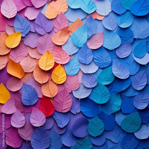 Wallpaper Mural Vibrant Paper Leaves Background Torontodigital.ca