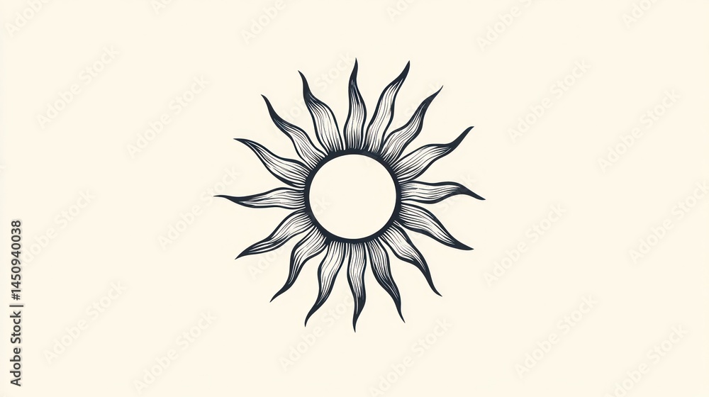 Obraz premium Ornate Sun Design on Light Background