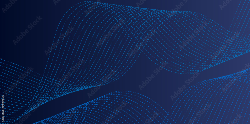 Smooth curvy shape circle dots fluid array on dark blue background. Abstract background with flowing particles. A Calming Visualization Of Data In Motion. visual representation of modern digital Smooth curvy shape circle dots fluid array on dark blue background. Abstract background with flowing particles. A Calming Visualization Of Data In Motion. visual representation of modern digital