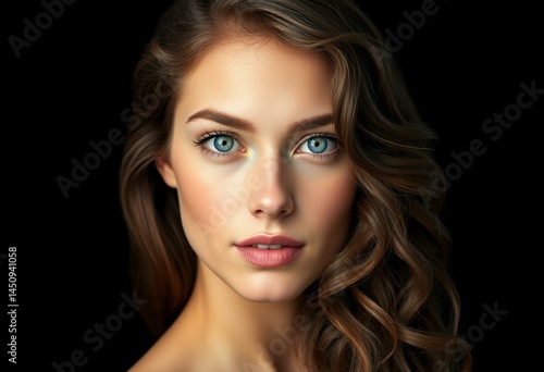 Wallpaper Mural Female portrait on black background Torontodigital.ca