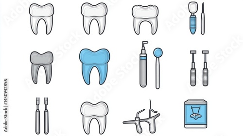Wallpaper Mural Dental tools icons set (10) Torontodigital.ca