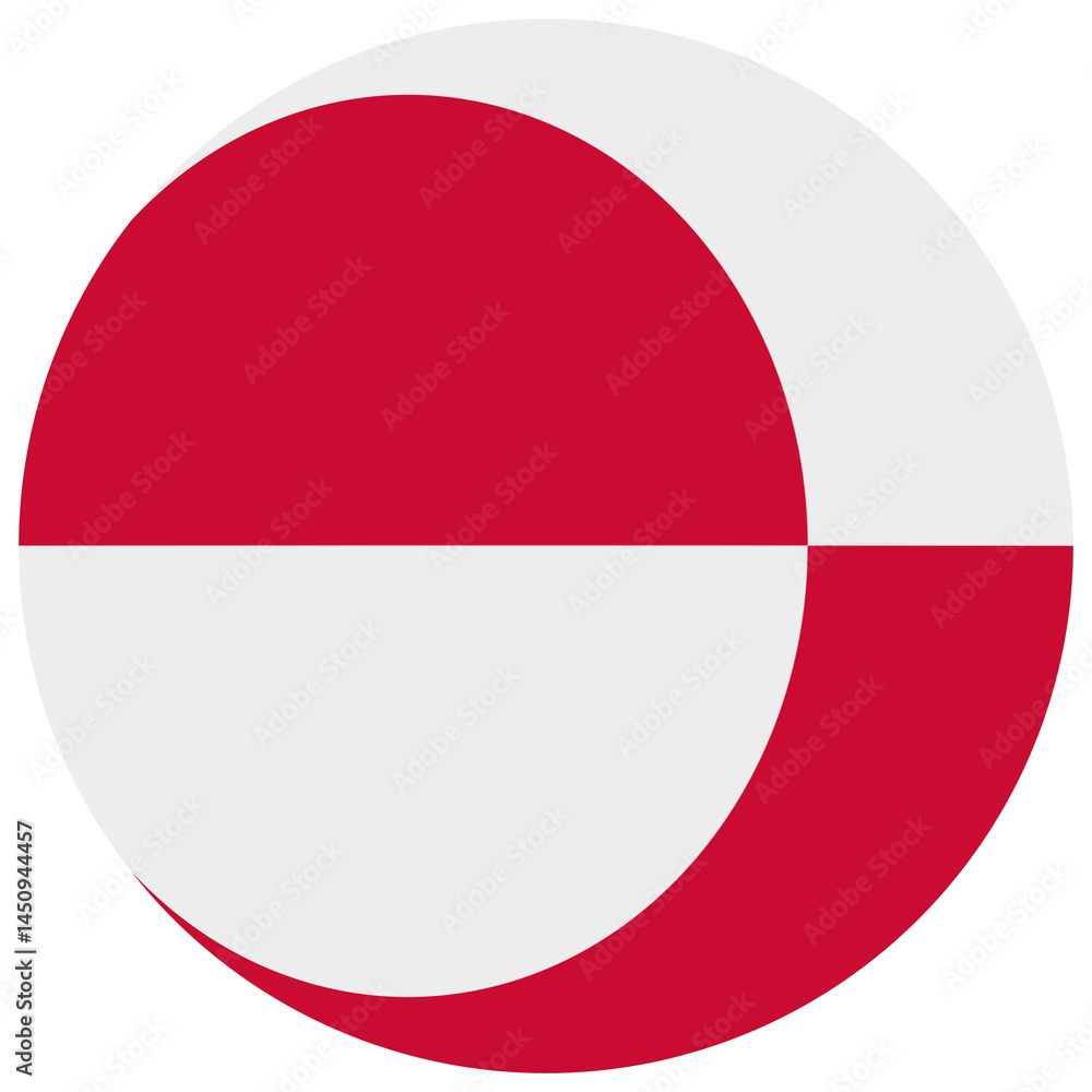Obraz premium The geometric shape of the Greenland flag in the form of a sphere. The concept of statehood
