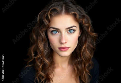 Wallpaper Mural Photorealistic female portrait with brown hair and blue eyes Torontodigital.ca