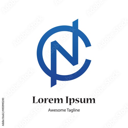 cn or nc letter creative logo design icon