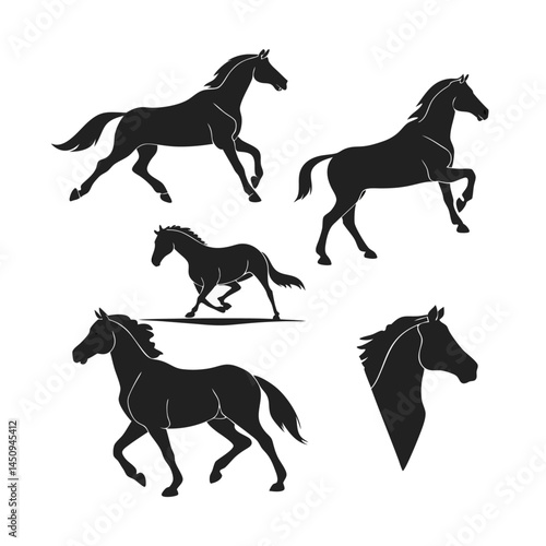 Horse silhouette set bundle vector