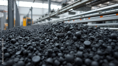 One of the first stages of production of rubber products at the plant Close up of raw material seam texture Medium wholesale manufacturing technology