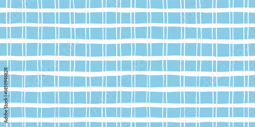 Blue Gingham seamless pattern. watercolor stripes, tartan texture for spring picnic table cloth, shirts, plaid, clothes, blankets, paper. Vector checkered hand paint wavy strokes.