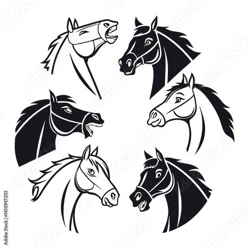 Horse silhouette set bundle vector
