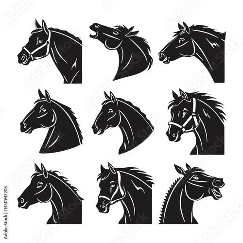 Horse silhouette set bundle vector