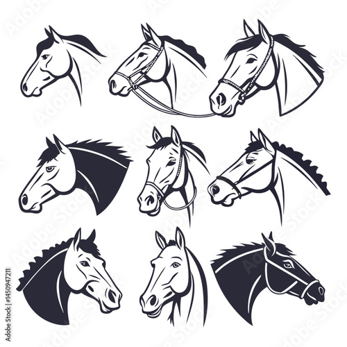 Horse silhouette set bundle vector