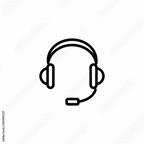 headset mic icon sign vector