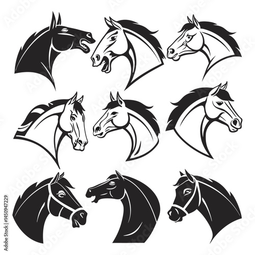 Horse silhouette set bundle vector